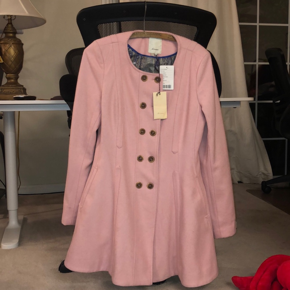 NWT Elevenses Anthropologie Pink Pea Coat